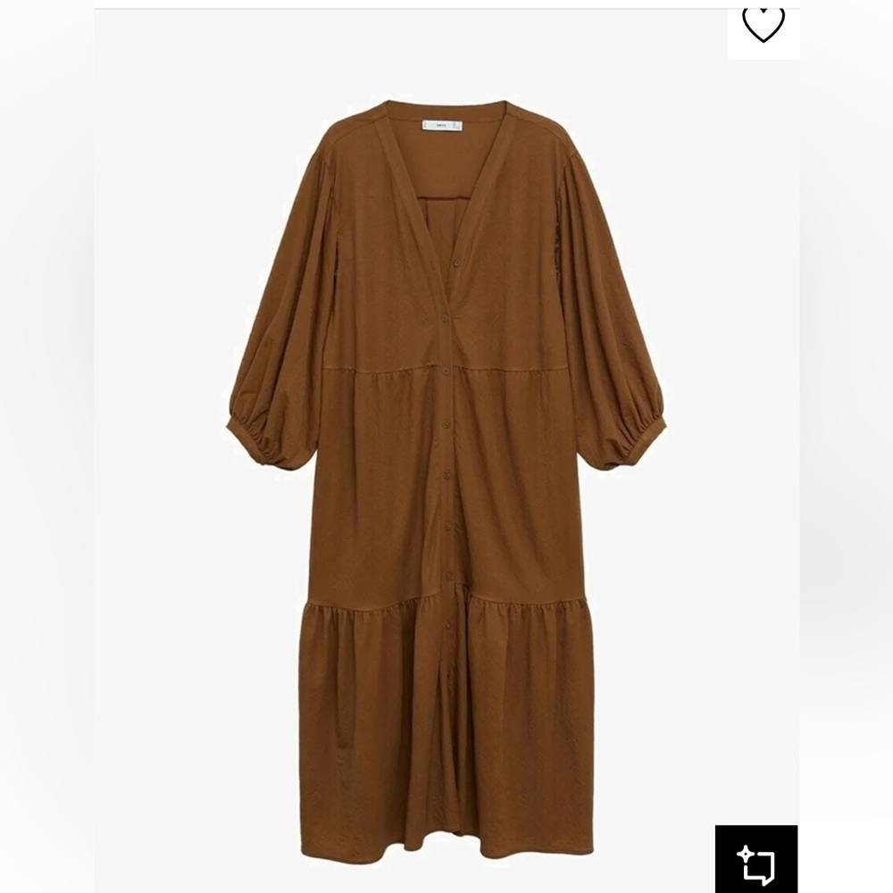 NWT Mango Brown Button-Up Midi Dress
